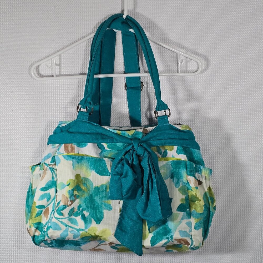 For Freedom Sak Saum Artisan Crossbody Bag Teal Floral Boho Fair Trade Purse
